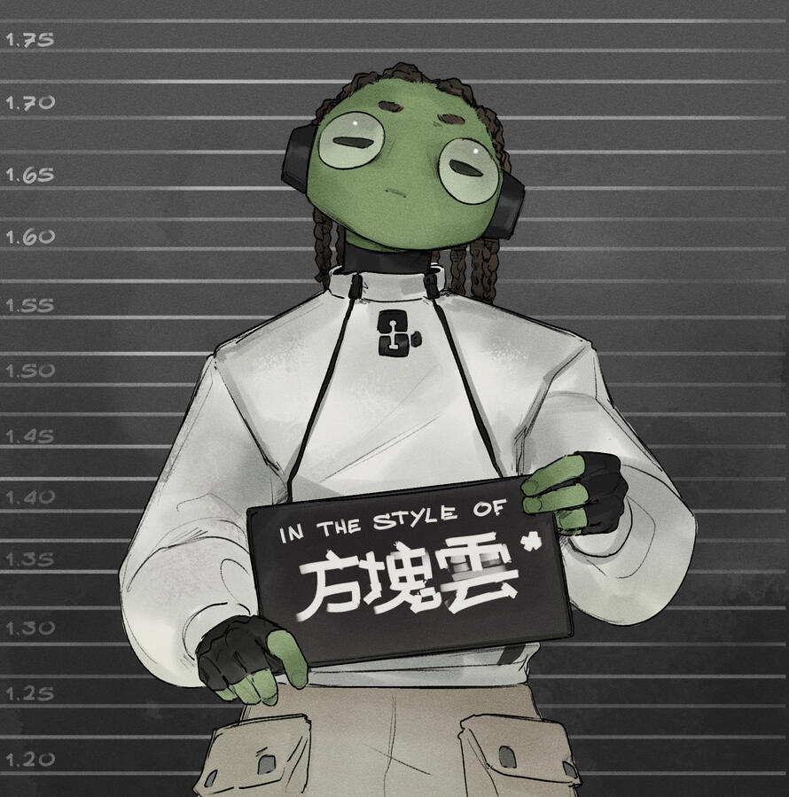 24 - cadet mugshot (in the style of another cadet's art, @squarecloud7310 in this case)